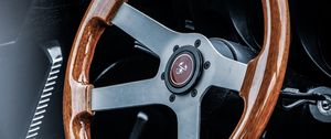 Preview wallpaper steering wheel, wooden, car, salon