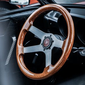 Preview wallpaper steering wheel, wooden, car, salon
