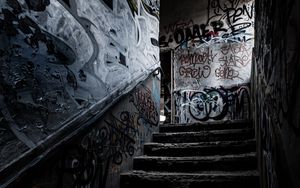 Preview wallpaper steps, graffiti, dark