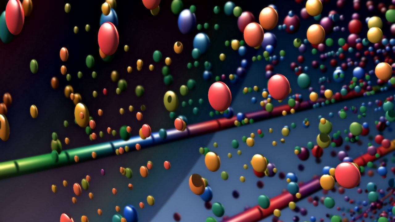 Wallpaper sticks, balls, flying, colorful