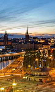 Preview wallpaper stockholm, sweden, evening, lights of the city
