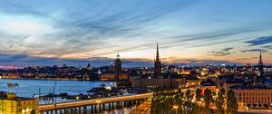 Preview wallpaper stockholm, sweden, evening, lights of the city