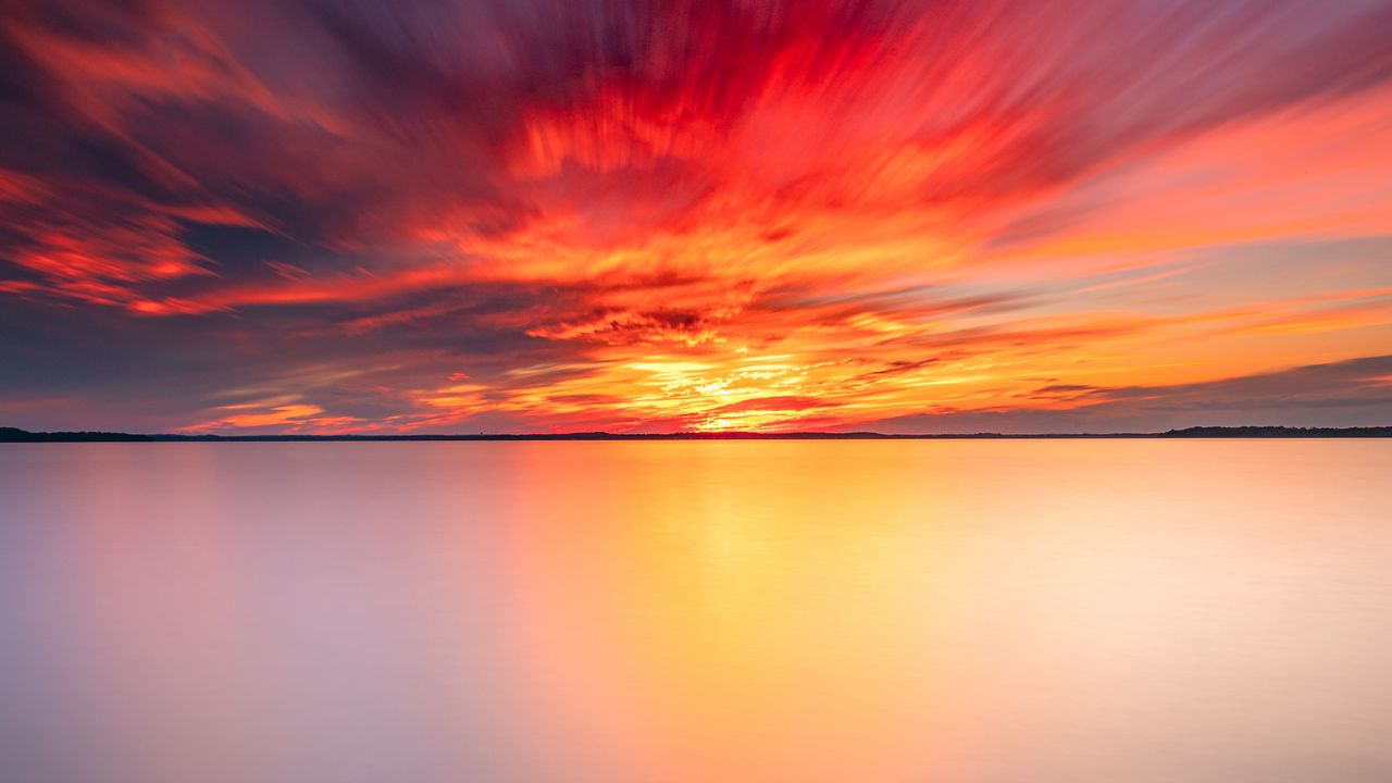 Wallpaper stone, horizon, sea, sunset