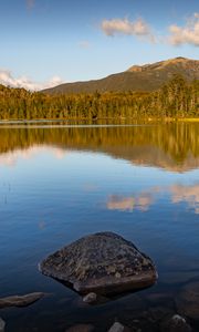 Preview wallpaper stone, lake, forest, trees, nature