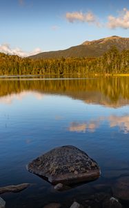 Preview wallpaper stone, lake, forest, trees, nature