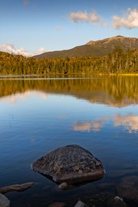 Preview wallpaper stone, lake, forest, trees, nature