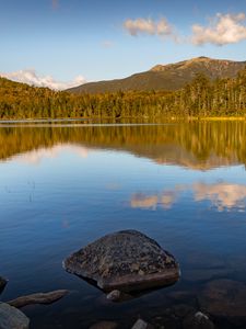 Preview wallpaper stone, lake, forest, trees, nature