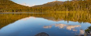 Preview wallpaper stone, lake, forest, trees, nature