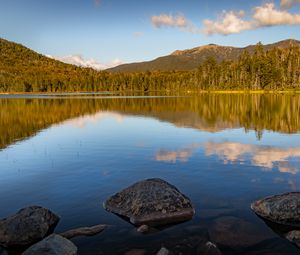 Preview wallpaper stone, lake, forest, trees, nature