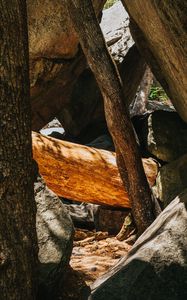 Preview wallpaper stone, logs, wooden, texture
