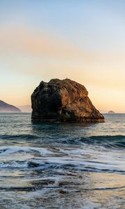 Preview wallpaper stone, rock, sea, waves, sky