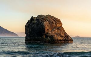 Preview wallpaper stone, rock, sea, waves, sky