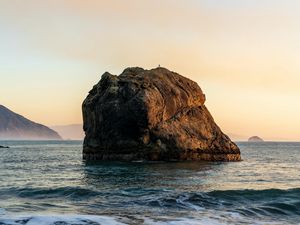 Preview wallpaper stone, rock, sea, waves, sky