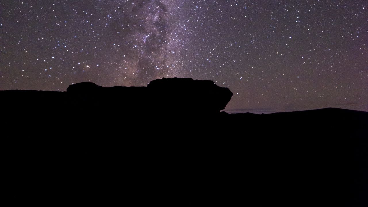 Wallpaper stone, silhouette, milky way, night