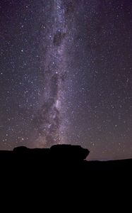 Preview wallpaper stone, silhouette, milky way, night