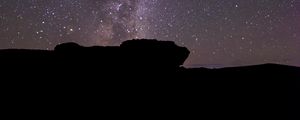 Preview wallpaper stone, silhouette, milky way, night