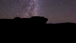 Preview wallpaper stone, silhouette, milky way, night