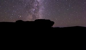 Preview wallpaper stone, silhouette, milky way, night