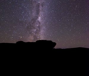 Preview wallpaper stone, silhouette, milky way, night