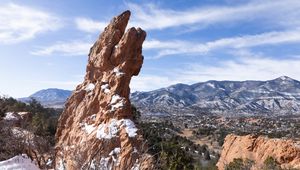 Preview wallpaper stone, snow, landscape, nature