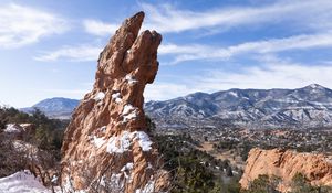 Preview wallpaper stone, snow, landscape, nature