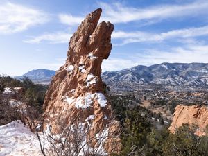 Preview wallpaper stone, snow, landscape, nature