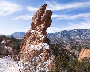 Preview wallpaper stone, snow, landscape, nature