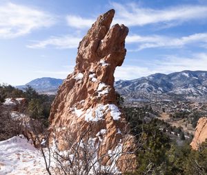 Preview wallpaper stone, snow, landscape, nature