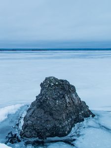 Preview wallpaper stone, snow, nature, winter