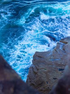 Preview wallpaper stone, surf, sea, foam, ripples