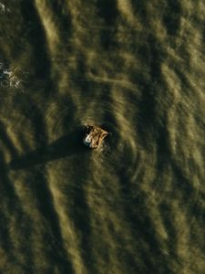 Preview wallpaper stone, water, waves, aerial view, wavy, ripples