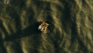 Preview wallpaper stone, water, waves, aerial view, wavy, ripples