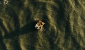 Preview wallpaper stone, water, waves, aerial view, wavy, ripples