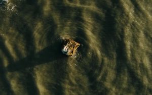 Preview wallpaper stone, water, waves, aerial view, wavy, ripples