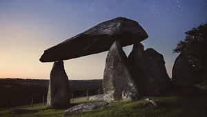 Preview wallpaper stones, arch, rocks, stony, starry sky, night