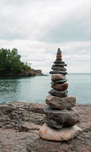 Preview wallpaper stones, balance, harmony, sea, sky