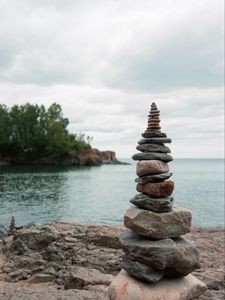 Preview wallpaper stones, balance, harmony, sea, sky