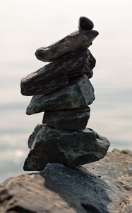 Preview wallpaper stones, balance, sea, blur