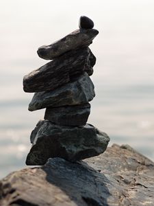 Preview wallpaper stones, balance, sea, blur