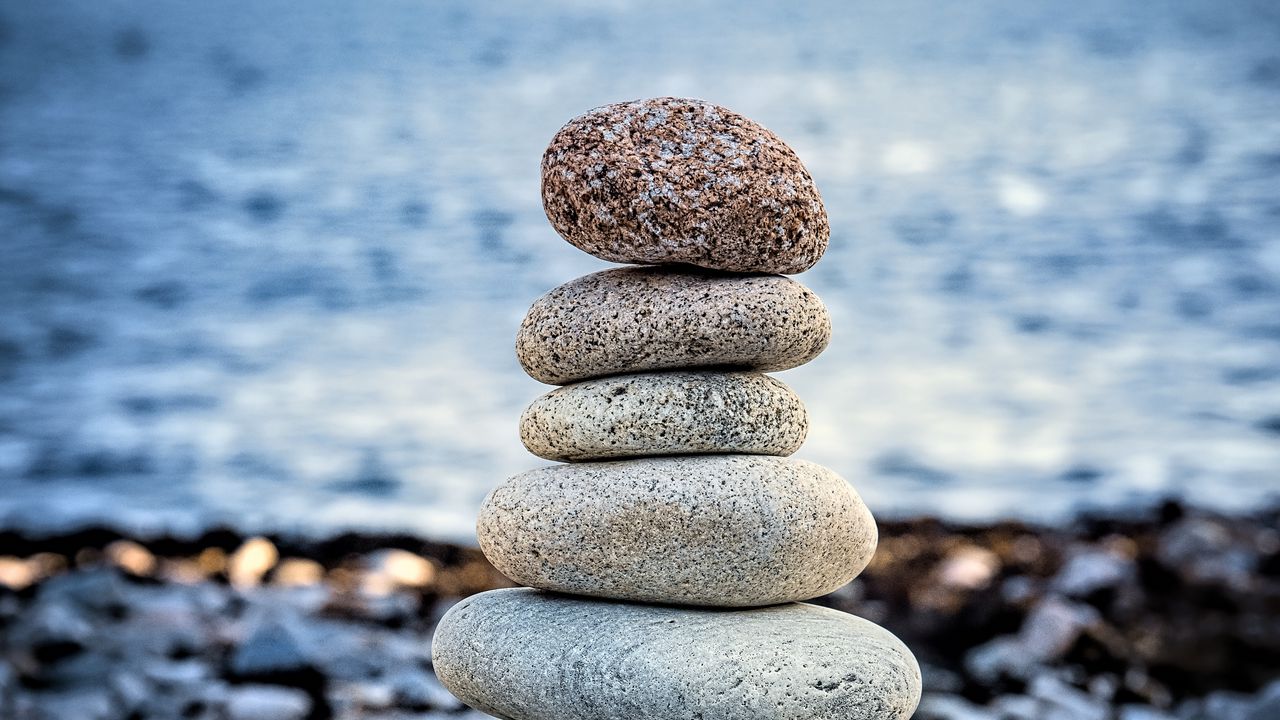 Wallpaper stones, balance, sea, blur, relief