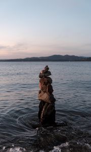 Preview wallpaper stones, balance, sea, water, horizon