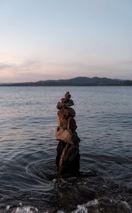 Preview wallpaper stones, balance, sea, water, horizon