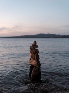 Preview wallpaper stones, balance, sea, water, horizon
