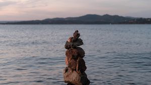 Preview wallpaper stones, balance, sea, water, horizon