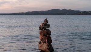 Preview wallpaper stones, balance, sea, water, horizon