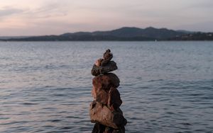 Preview wallpaper stones, balance, sea, water, horizon