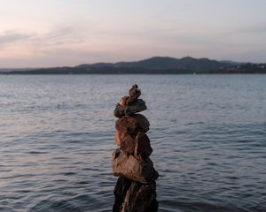 Preview wallpaper stones, balance, sea, water, horizon