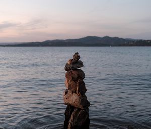 Preview wallpaper stones, balance, sea, water, horizon