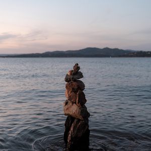 Preview wallpaper stones, balance, sea, water, horizon