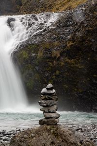 Preview wallpaper stones, balance, waterfall, nature, landscape